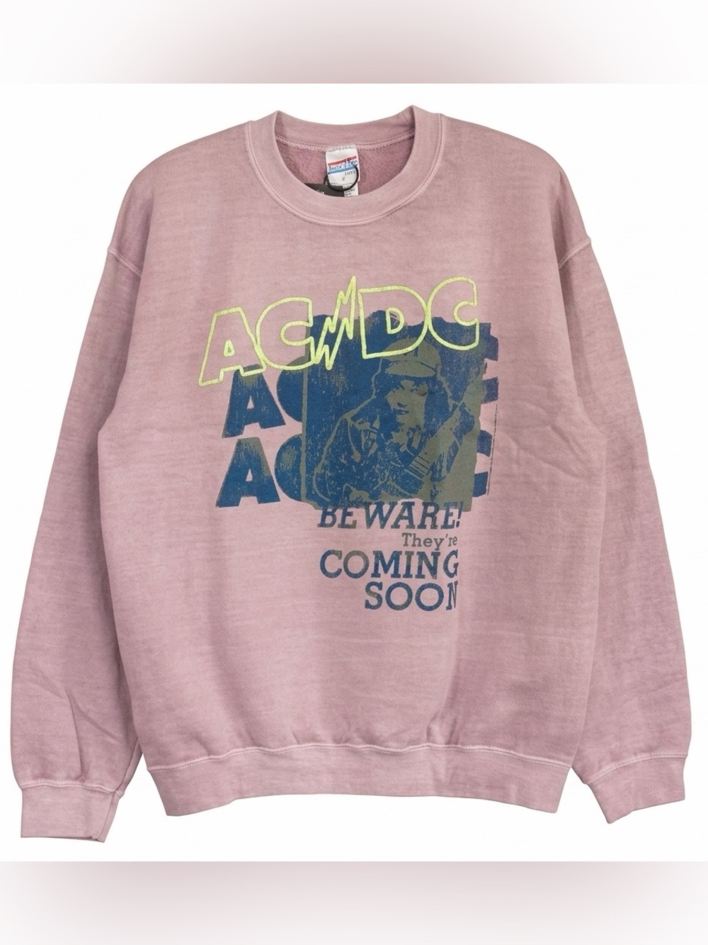 Junk Food Unisex AC/DC Beware Flea Market Fleece in Color Woodrose Size XL